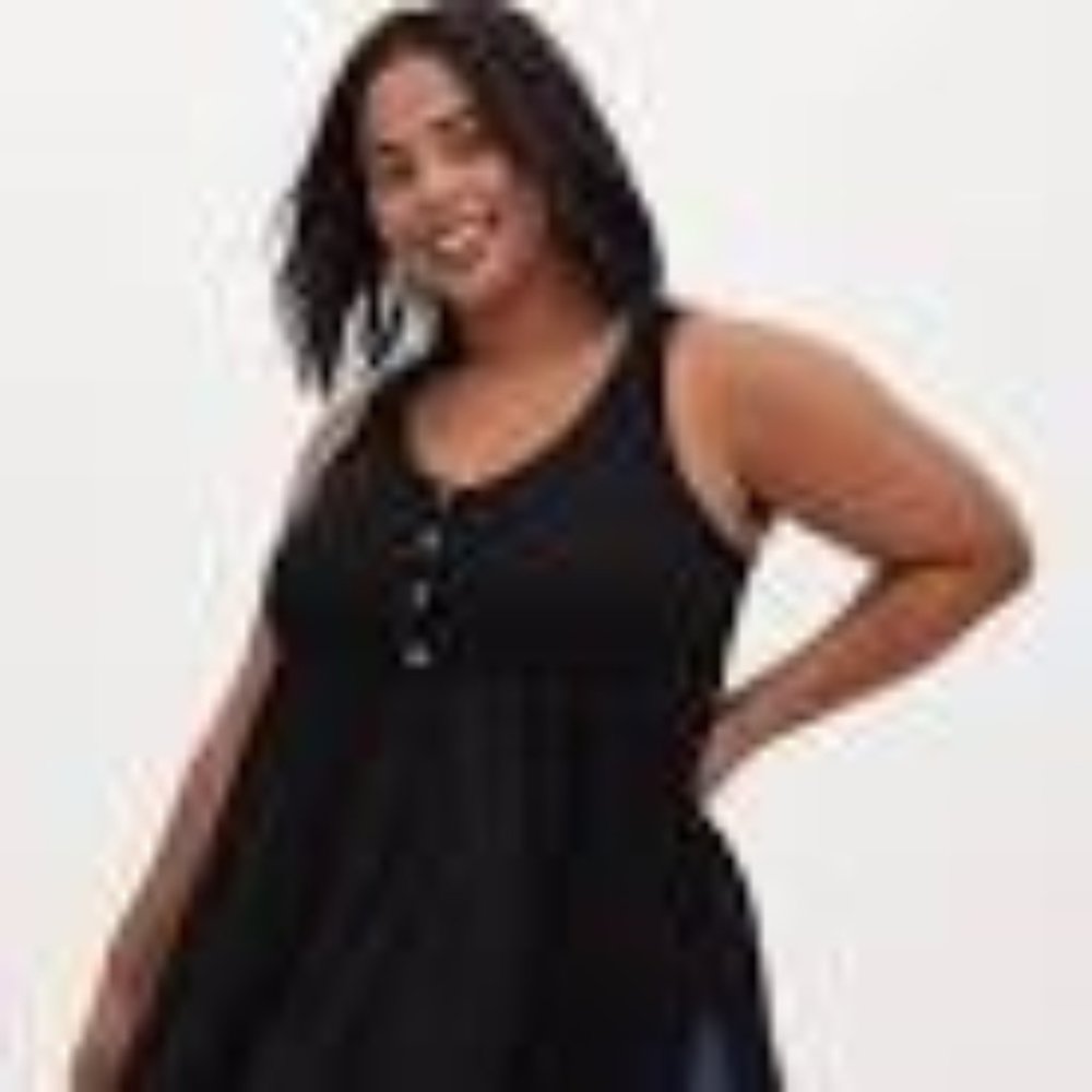 BLACK TEXTURED BUTTON DOWN SHARKBITE BABYDOLL TANK